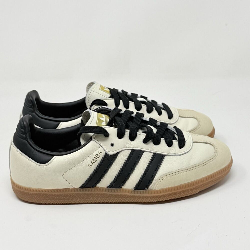 Adidas Samba OG Shoes Sneakers Womens 5 Cream White Black Leather Gum Preppy